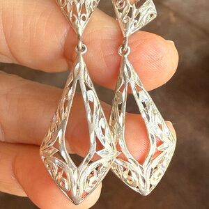 Elegant Silver Filigree Drop Earrings